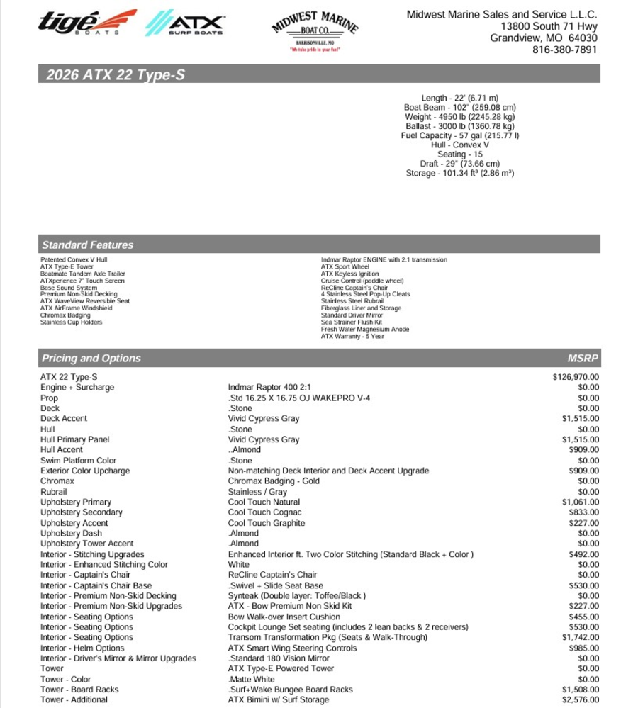 2026 ATX Boats ATX-22 for sale in Grandview, Missouri