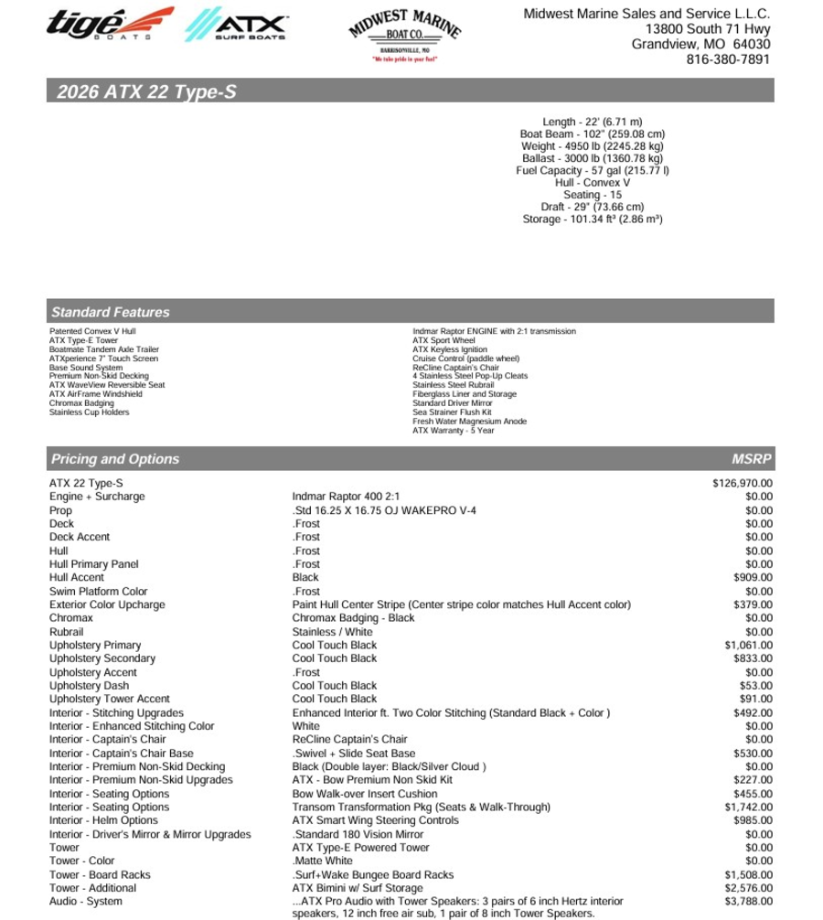 2026 ATX Boats ATX-22 for sale in Grandview, Missouri