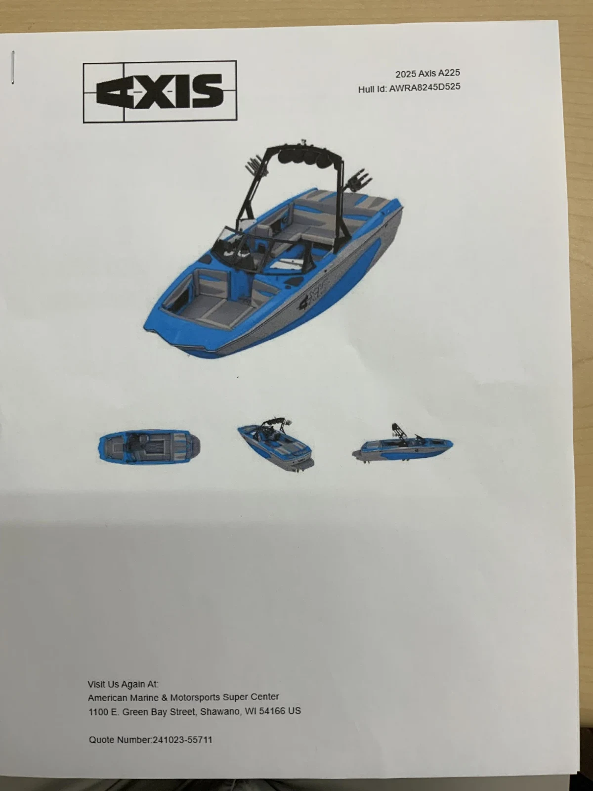 2025 Axis A225 wake boat w/ M5DI and TRL