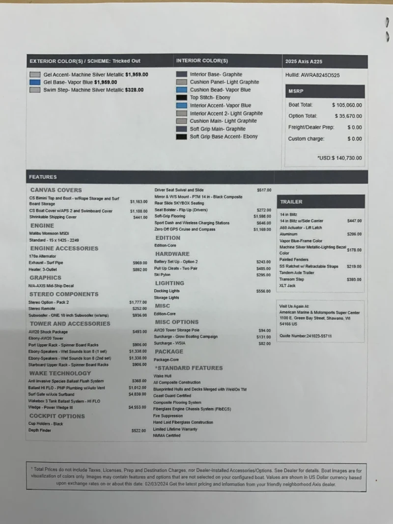 2025 A225 Axis Boats for sale in Shawano Wisconsin