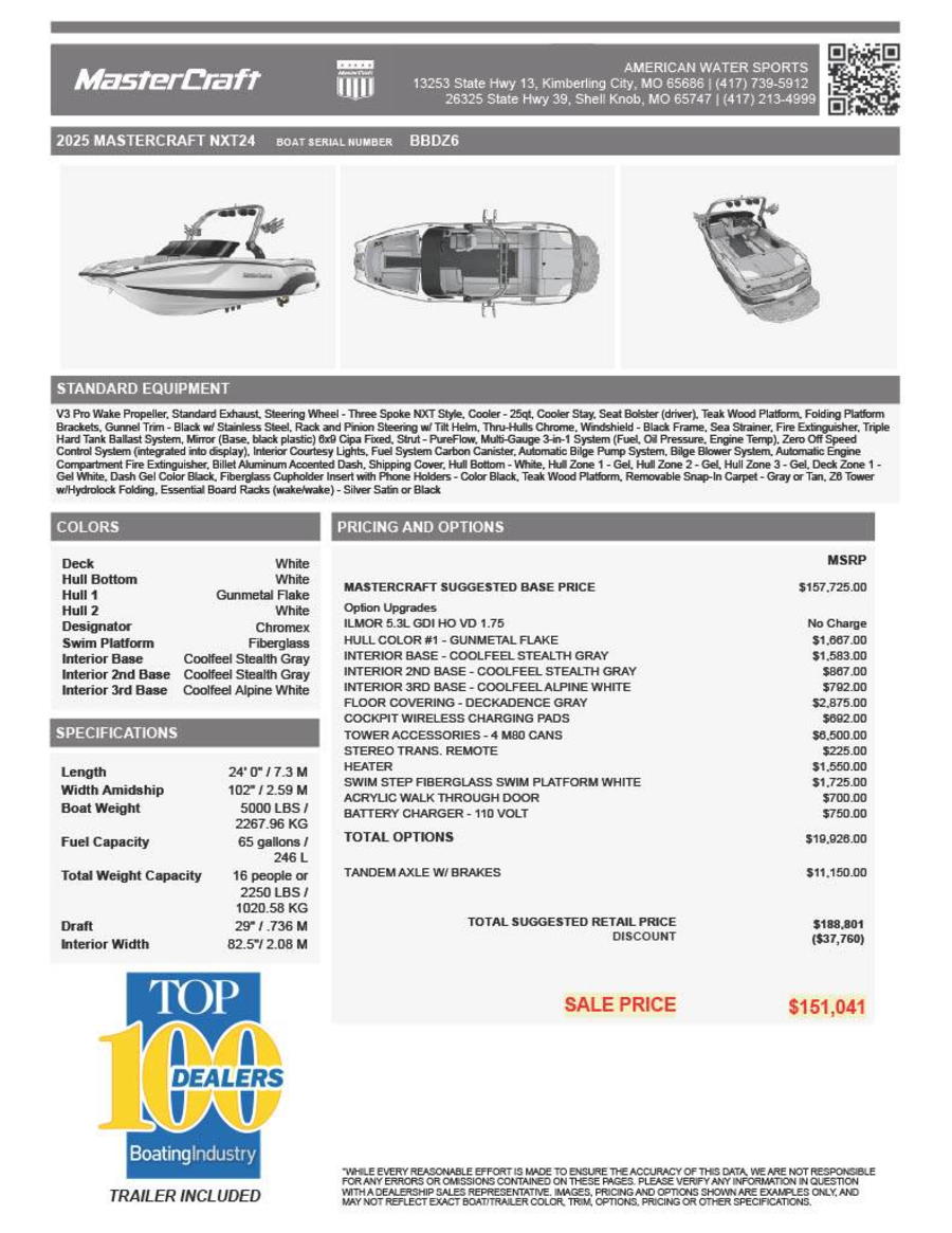 2025 Mastercraft Boats NXT24 for sale in Kimberling City, Missouri