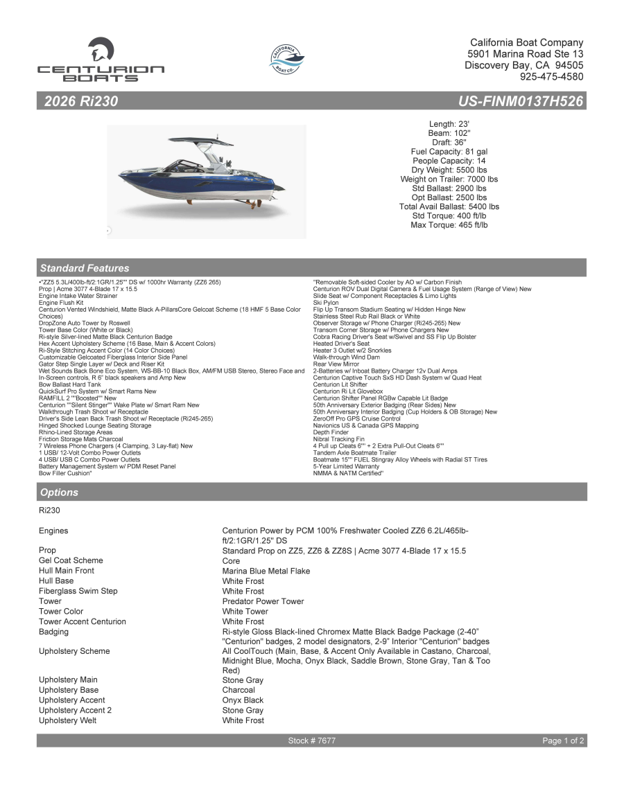 2026 Centurion Boats Ri230 for sale in Discovery Bay, California
