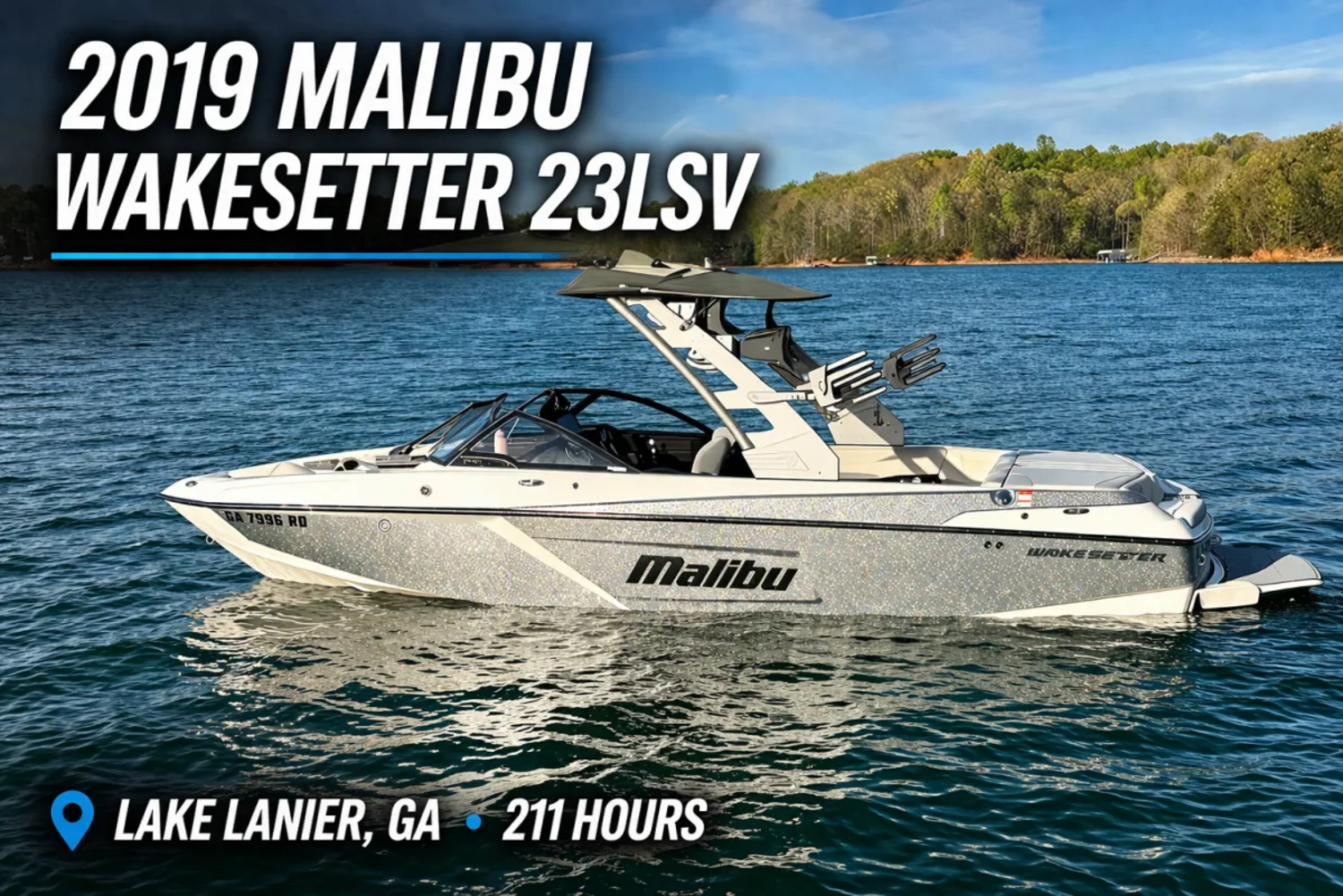 2019 Malibu 23 LSV, 211 Hrs, Monsoon 410,  Fully Loaded , Immaculate and Upgraded Trailer