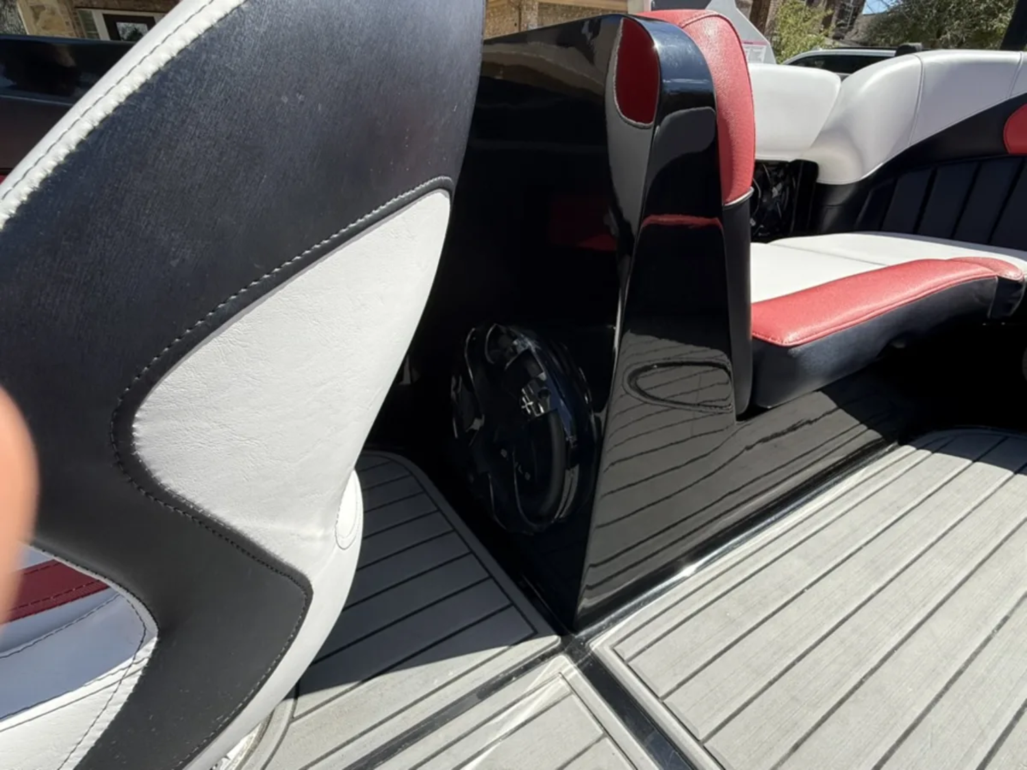 236 hours. Indmar Raptor 400hp. Covered its whole life. This boat is clean. Like stupid clean.