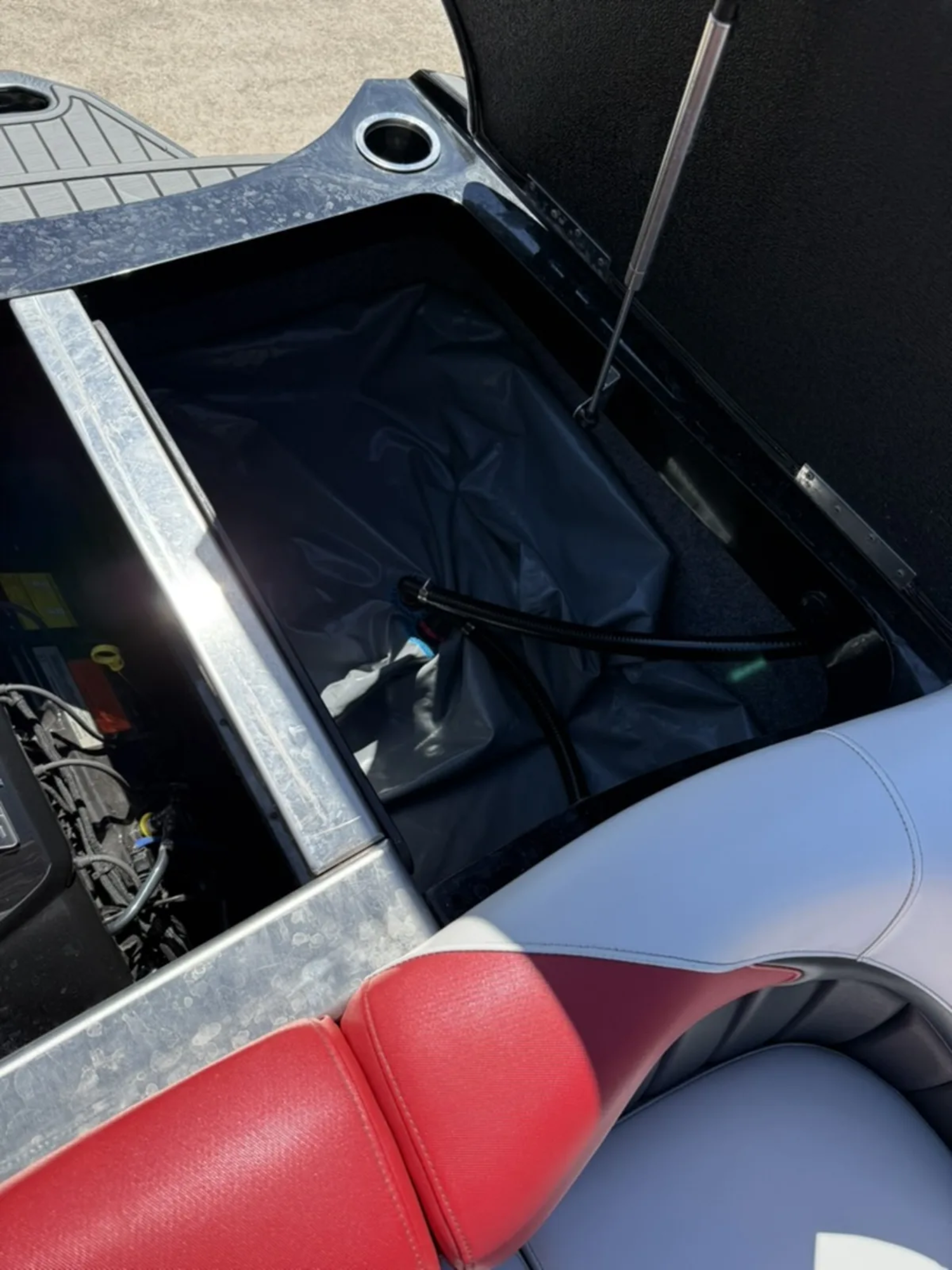 236 hours. Indmar Raptor 400hp. Covered its whole life. This boat is clean. Like stupid clean.