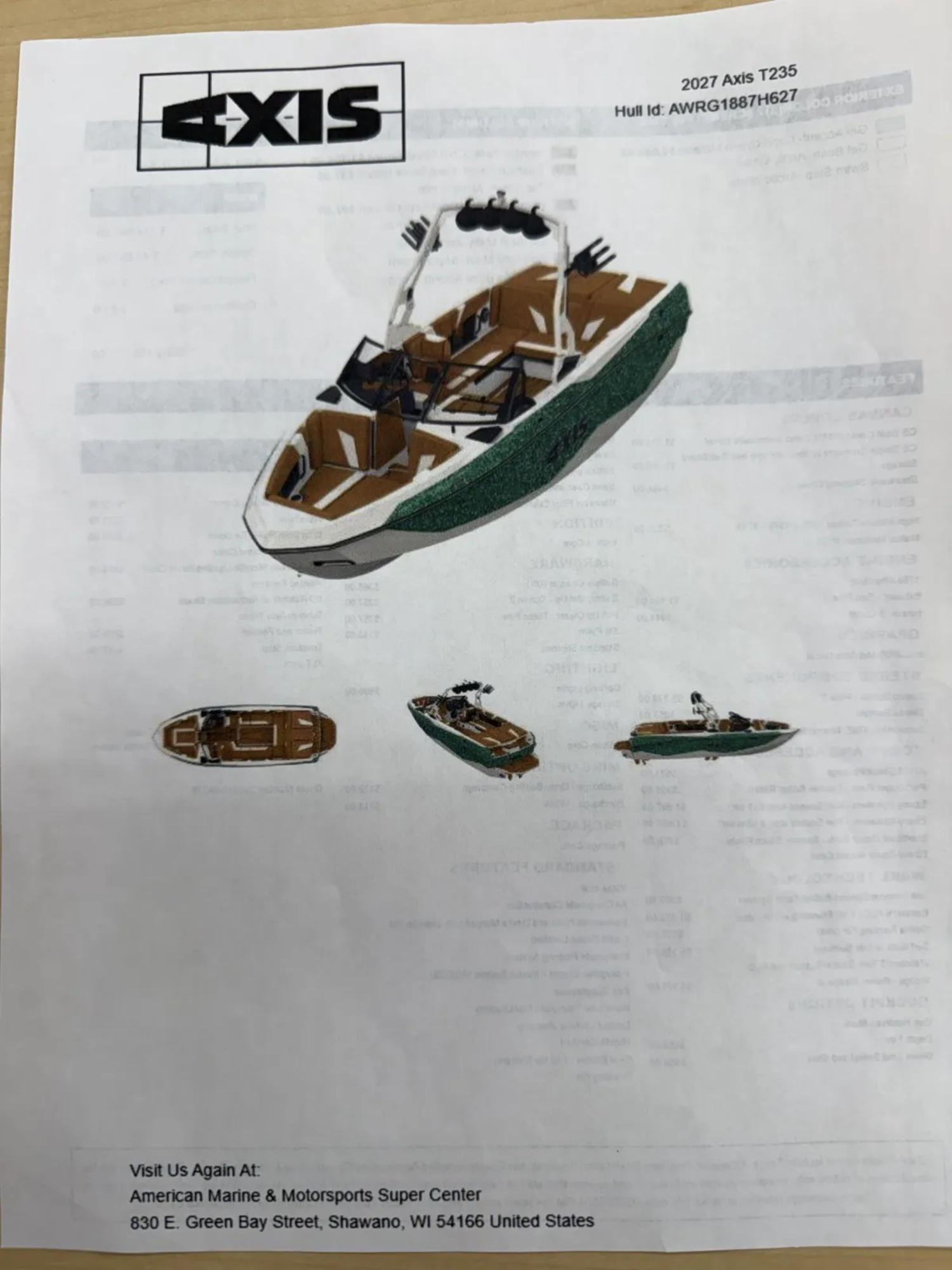2027 AXIS T235 Wake boat